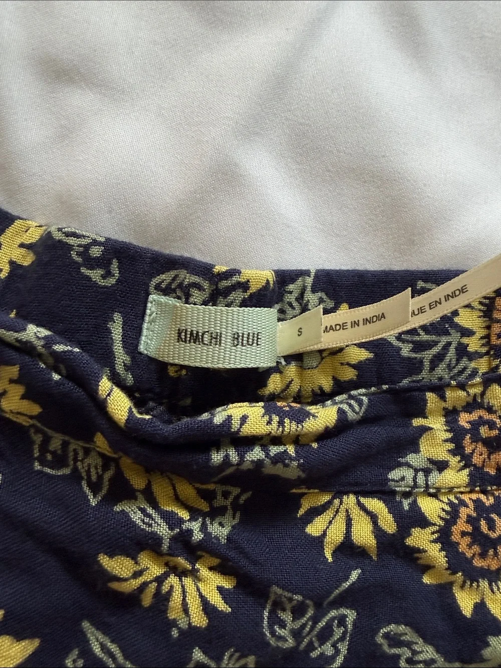 Kimchi Blue Navy Skater Skirt with Yellow Floral Print - Picture 2 of 3